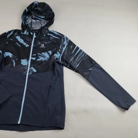 Salomon Agile Hooded Windbreaker Jacket Womens Medium Gray Active Full Zip Run - Picture 4 of 12